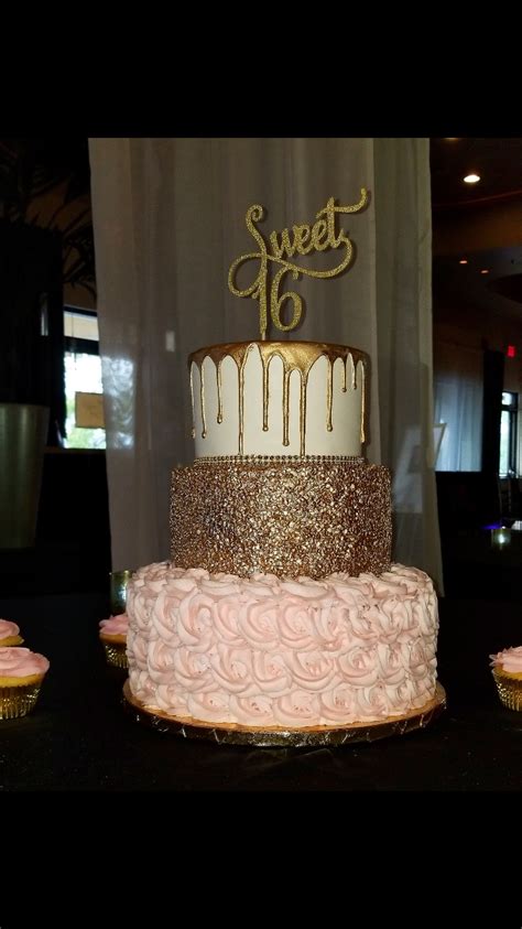 Pink and Gold Sweet 16 Cake