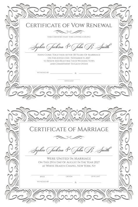 Vow Renewal, Marriage Certificate Template | Wedding certificate, Renewal of marriage vows ...