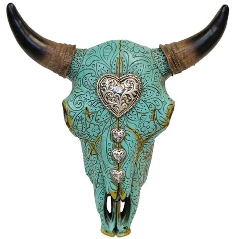 This turquoise cow skull is beautiful and elegant all in one! Decorate ...