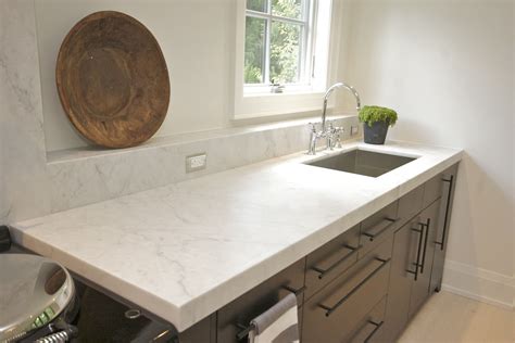 Marble counter & backsplash | Contemporary kitchen, Porcelain countertops, Countertops