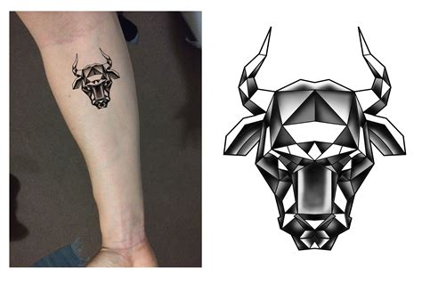 Taurus Bull Head Zodiac Geometric Tattoo Design. Designer: Andrija Protic Ox Tattoo, Bull ...