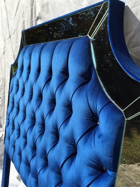 Royal Blue Velvet Tufted Headboard Upholstered Headboard with