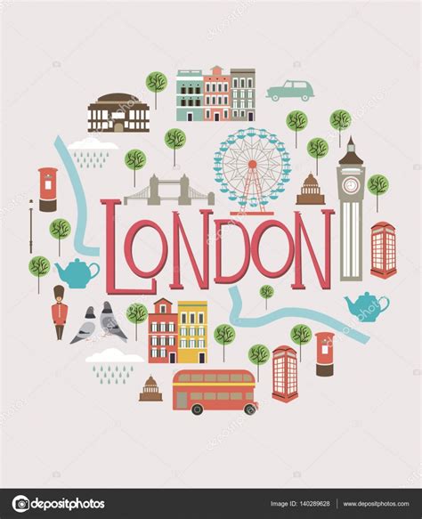 Set of London landmarks Stock Vector by ©MioBuono12 140289628