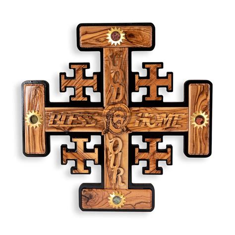 Olive Wood Jerusalem Cross Home Blessing, Home Decor | My Jerusalem Store