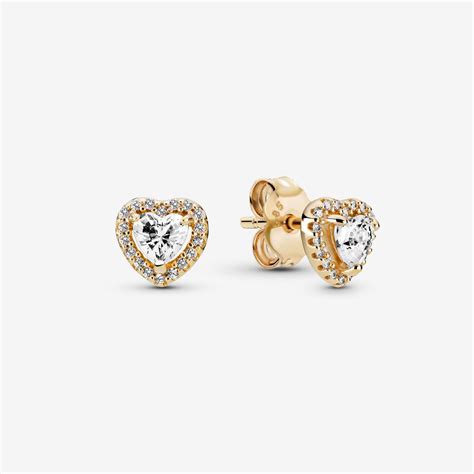 Elevated Heart Stud Earrings | Gold | Pandora Canada