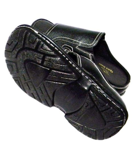 Quick Steps Genuine Leather Chappal for Men Black Leather Sandals - Buy Quick Steps Genuine ...