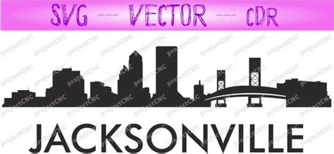 Jacksonville panorama Silhouette of Skyline Cityscape Cutting