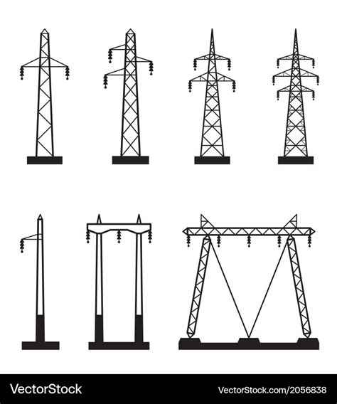 Electrical transmission tower types Royalty Free Vector