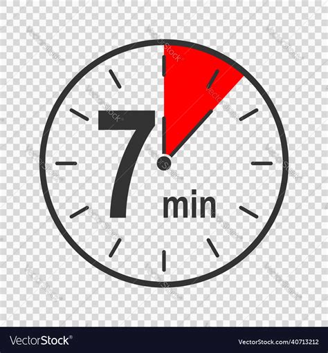 Clock icon with 7 minute time interval countdown Vector Image