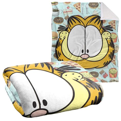 Garfield Blanket, 50"x60", Cat Food Silky Touch Sherpa Back Super Soft ...