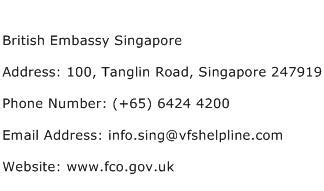 British Embassy Singapore Address, Contact Number of British Embassy Singapore