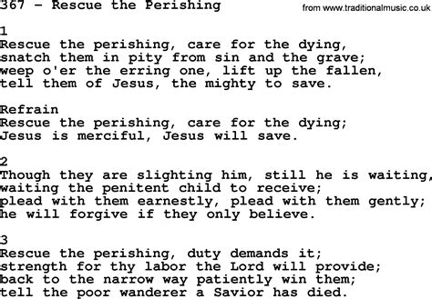 Adventist Hymnal, Song: 367-Rescue The Perishing, with Lyrics, PPT ...