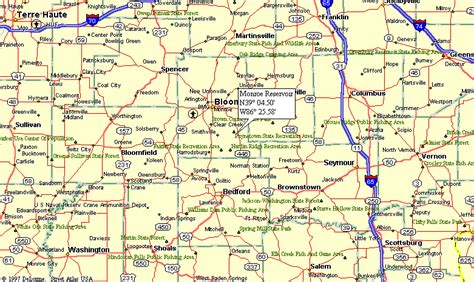 Map to Monroe Reservoir in Indiana