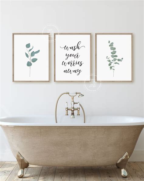 Bathroom Wall Decor Poster Prints Set of 3 Wall Art Farmhouse Wall Art ...