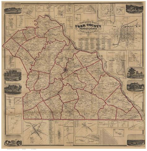 York County Pennsylvania 1860 - Old Map Reprint - OLD MAPS