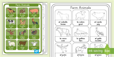 Farm Animals in English/Spanish Display Poster