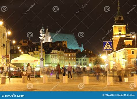 Night Life in Castle Square. Warsaw. Poland Editorial Image - Image of ...