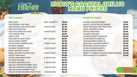 Rubio's Coastal Grill Menu Prices + $5 Off Reward (2024)