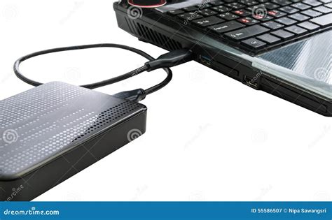 External Hard Drive Connected To Laptop Stock Image - Image of hard ...