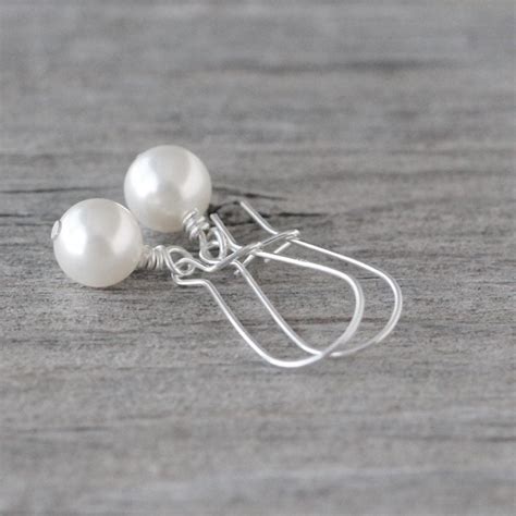 Classic Pearl Earrings: White Swarovski Elements Drops With - Etsy