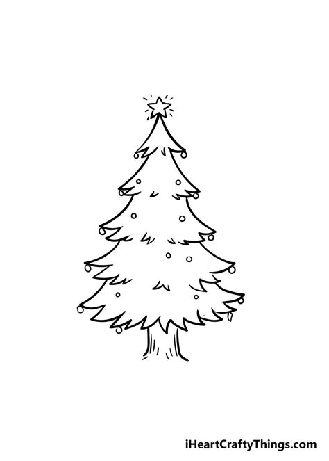 Christmas Tree Drawing - How To Draw A Christmas Tree Step By Step!