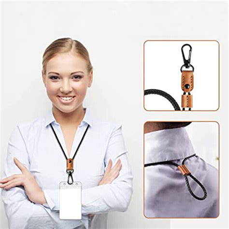 NEW Durable Braided Leather Neck Lanyard with Key chain for Key ID badge Holder | eBay