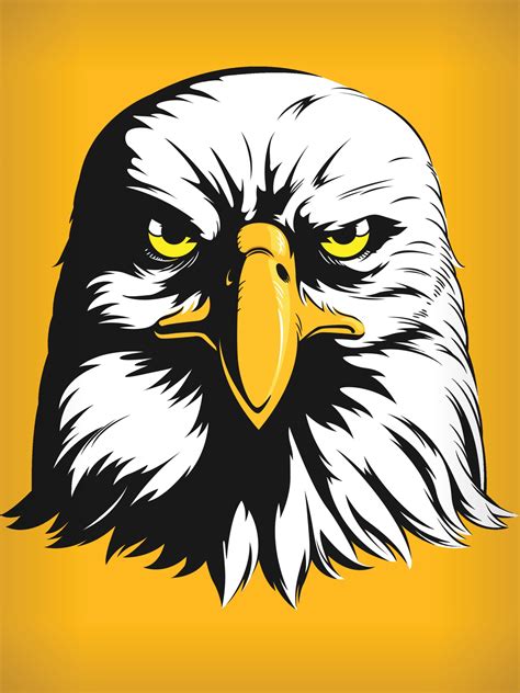 Eagle Falcon Hawk Head, Cartoon Front View, Vector Clipart Drawing ...