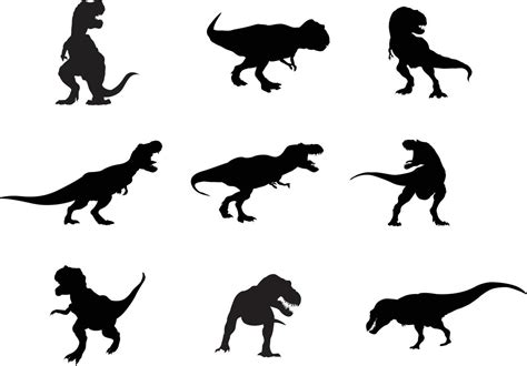 A vector collection of Tyrannosaurus rex silhouettes for artwork compositions. 13074457 Vector ...