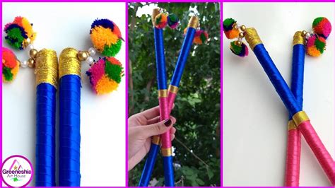 Dandiya Decoration Ideas | Dandiya Stick Decorations at home | dandiya sticks for navratri - YouTube