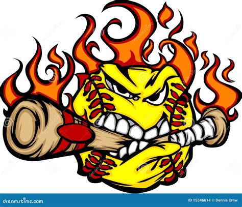 Fastpitch Softball Fire Ball Face Vector Image Stock Vector - Illustration of cartoon, burn ...