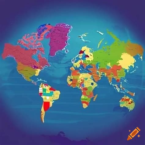 World map with labeled countries