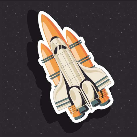 Retro space sticker vector free download