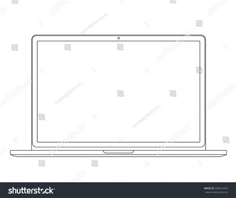 Outline Drawing Laptop Elegant Thin Line Stock Illustration 550913425 ...