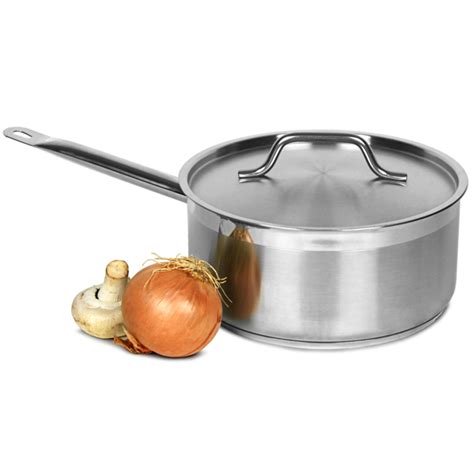 Genware Stainless Steel Saucepan & Lid 5ltr | Stainless Steel Sauce Pan Stainless Steel Pot ...