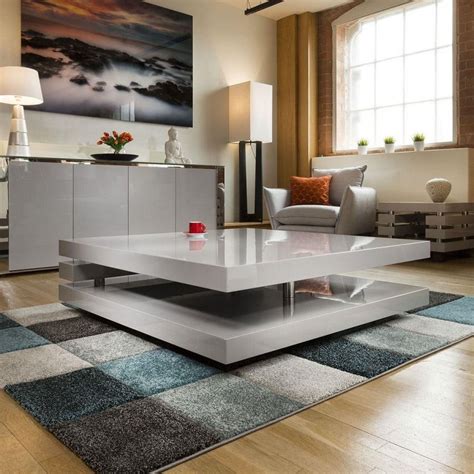 Superb Extra Large Modern Square Grey Gloss 1.2mt Coffee Table 397E ...