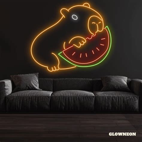 Glowneon Capybara Eating Watermelon Neon Sign, Capybara Wall Decor - Walmart.com