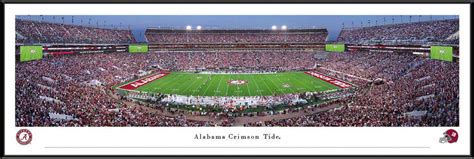 Alabama Crimson Tide Football Night Game Panoramic Picture - Bryant ...