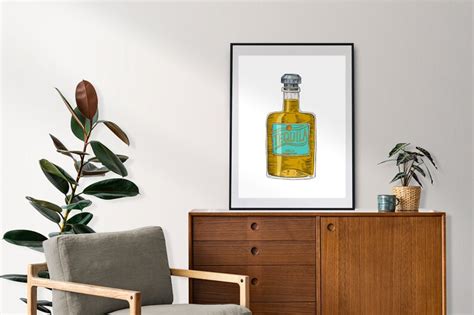 Vintage Tequila Bottle Digital Art Print - Etsy