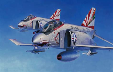 Wallpaper fighter, bomber, war, art, painting, aviation, jet, ww2, F-4 ...