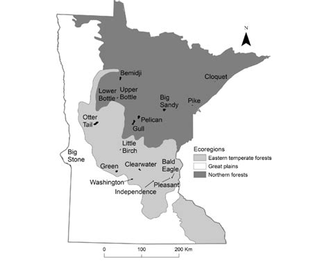 Map of Minnesota showing the locations of the 17 study lakes where... | Download Scientific Diagram