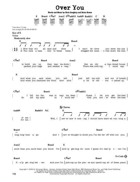 Over You by Daughtry - Guitar Lead Sheet - Guitar Instructor