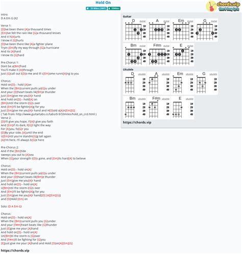 Chord: Hold On - tab, song lyric, sheet, guitar, ukulele | chords.vip