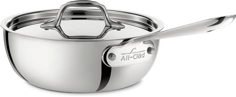 All-Clad 4212 Stainless Steel Tri-Ply Bonded Dishwasher Safe Saucier Pan with Lid/Cookware, 2 ...