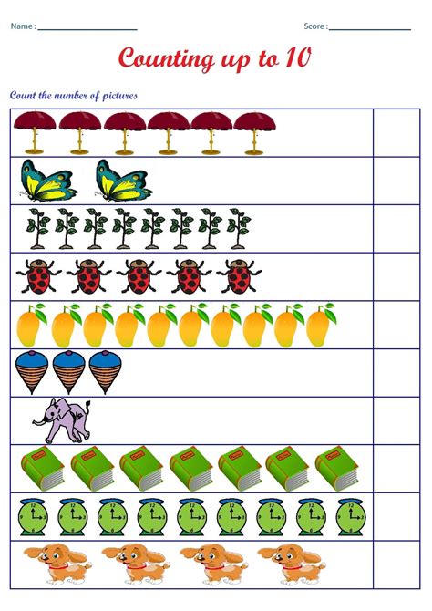 Numbers 1 To 10 Worksheets For Kindergarten