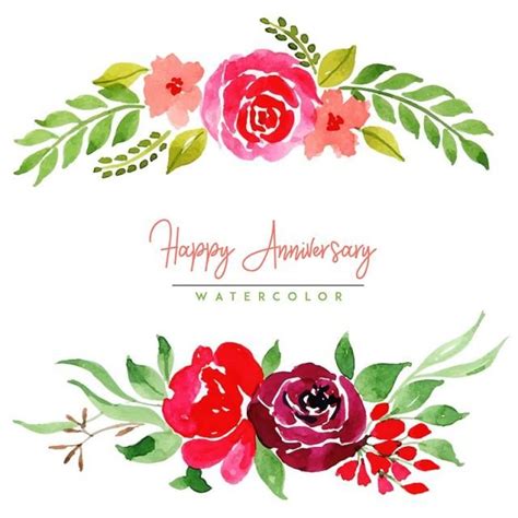 Watercolor Anniversary Vector PNG Images, Watercolor Floral Happy ...