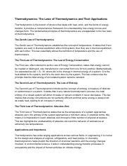 Understanding Thermodynamics: Laws, Applications & Impact | Course Hero