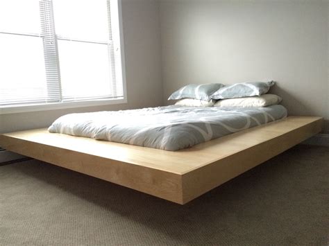 Maple Wood Floating Platform Bed Frame | Floating platform bed, Bed ...