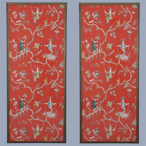 Pair of French Chinoiserie Wallpaper Panels, Circa 1910