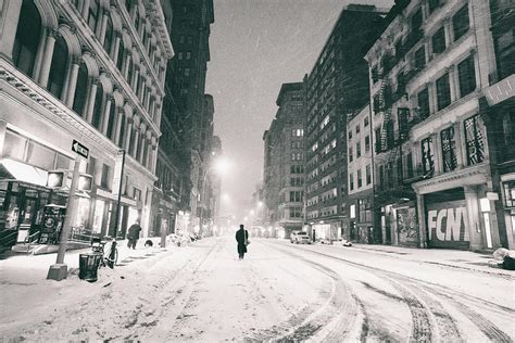 New York City - Snow - Empty Streets at Night Photograph by Vivienne ...