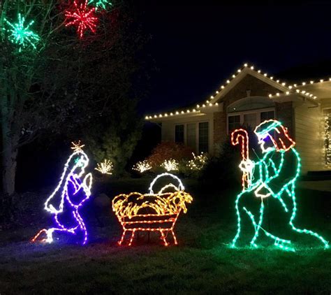 51" Christmas Giant Outdoor LED Lights, 3-Piece Nativity Set with Joseph, Mary and Baby Jesus ...